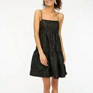 J. CREW NWT Women's 10 Jacquard Tiered A Line Dress Black Holiday Cocktail Sexy